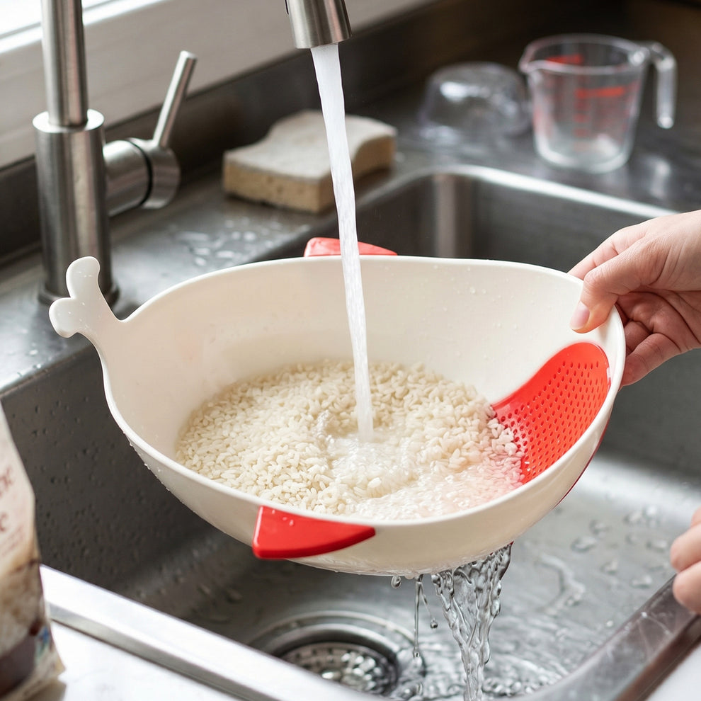 Fish-Shaped Rice & Vegetable Washing Bowl