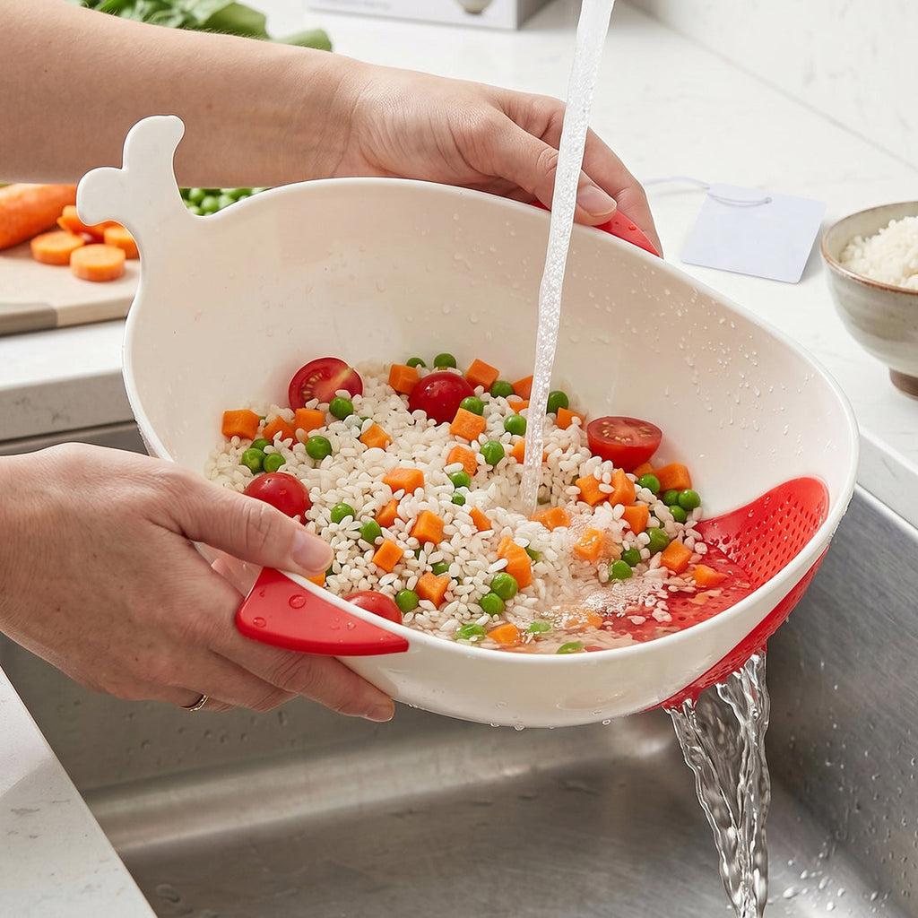 Fish-Shaped Rice & Vegetable Washing Bowl