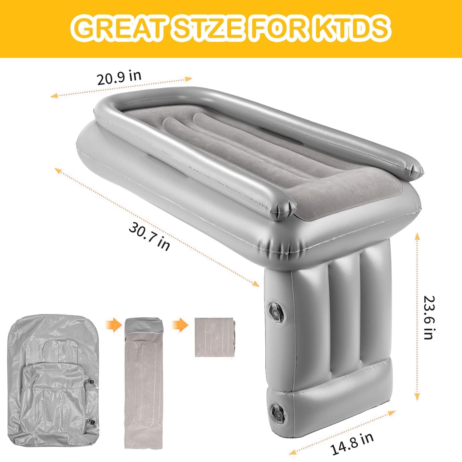 Inflatable Travel Air Bed Mattress For Car Back Seat Kids Baby (1 Set)